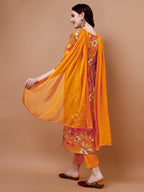 Alia Cut Floral Printed & Embroidered Kurta With Pant & Dupatta, Multicolor - Hiral Fashion | Grocsy