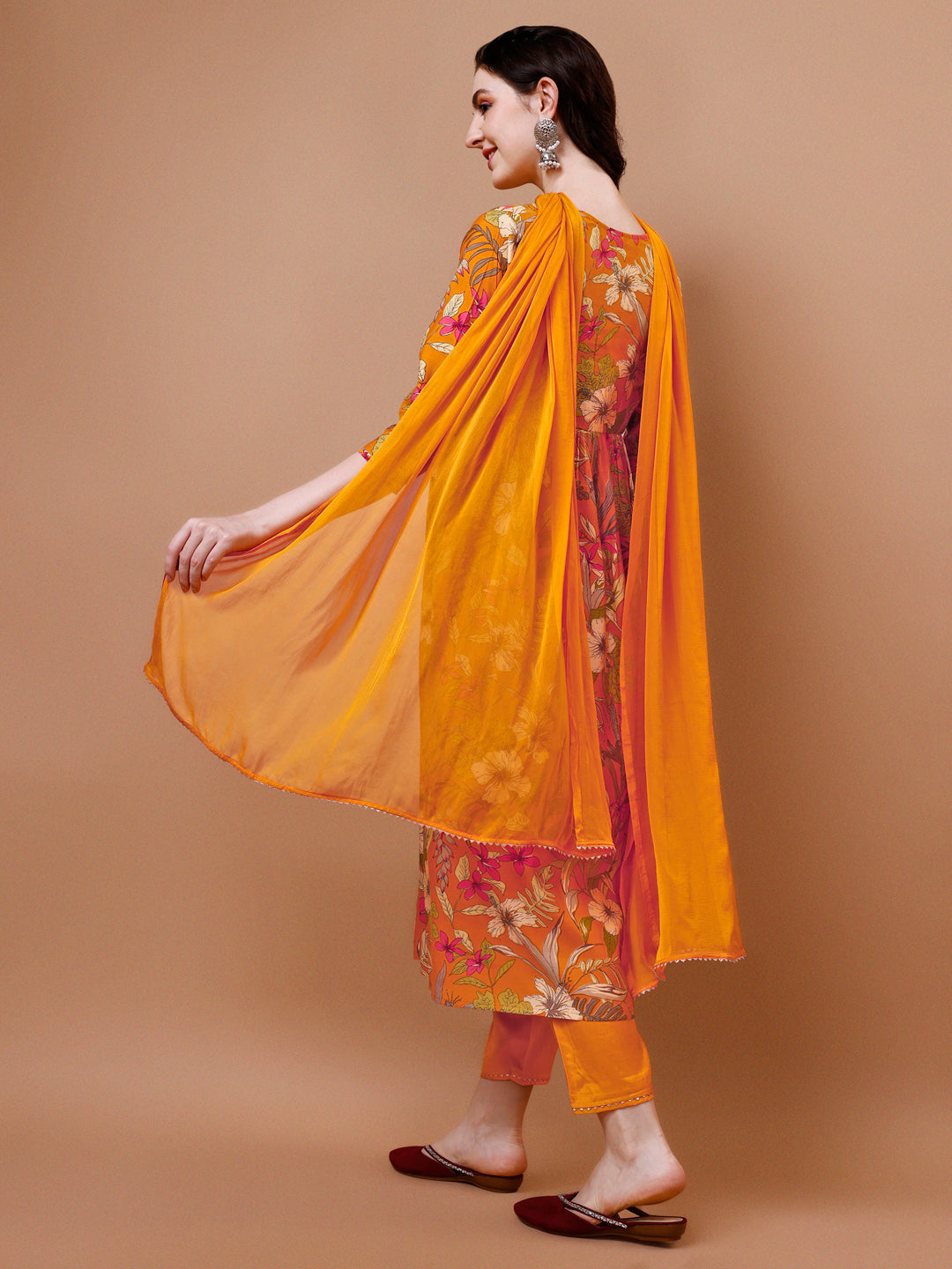 Alia Cut Floral Printed & Embroidered Kurta With Pant & Dupatta, Multicolor - Hiral Fashion | Grocsy