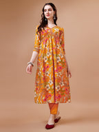 Alia Cut Floral Printed & Embroidered Kurta With Pant & Dupatta, Multicolor - Hiral Fashion | Grocsy