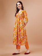 Alia Cut Floral Printed & Embroidered Kurta With Pant & Dupatta, Multicolor - Hiral Fashion | Grocsy