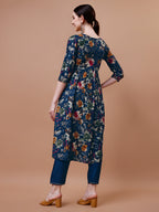 Alia Cut Floral Printed Embroidered Kurta With Pant & Dupatta, Multicolor - Hiral Fashion | Grocsy
