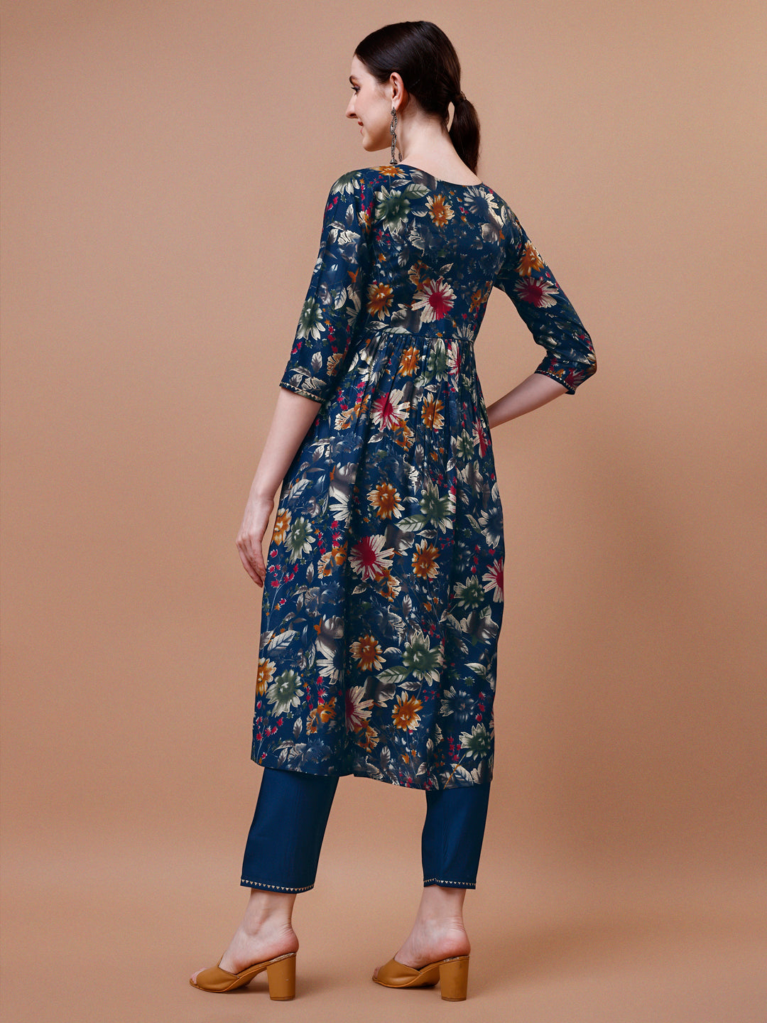 Alia Cut Floral Printed Embroidered Kurta With Pant & Dupatta, Multicolor - Hiral Fashion | Grocsy