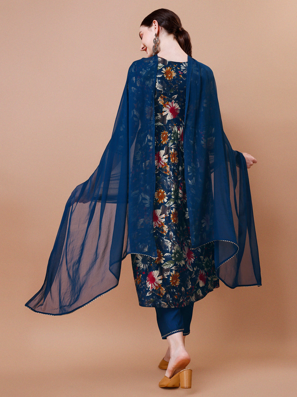 Alia Cut Floral Printed Embroidered Kurta With Pant & Dupatta, Multicolor - Hiral Fashion | Grocsy