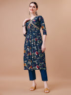 Alia Cut Floral Printed Embroidered Kurta With Pant & Dupatta, Multicolor - Hiral Fashion | Grocsy