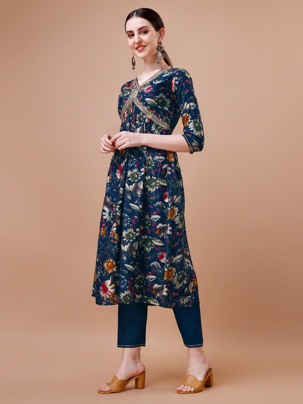 Alia Cut Floral Printed Embroidered Kurta With Pant & Dupatta, Multicolor - Hiral Fashion | Grocsy