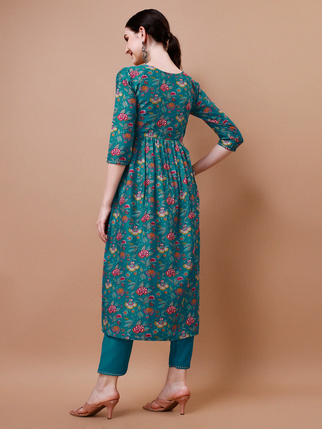 Alia Cut Embroidered & Floral Printed Kurta With Pant & Dupatta, Multicolor - Hiral Fashion | Grocsy
