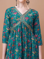 Alia Cut Embroidered & Floral Printed Kurta With Pant & Dupatta, Multicolor - Hiral Fashion | Grocsy