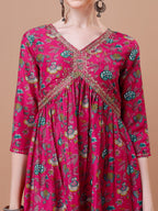 Alia Cut Embroidered & Floral Printed Kurta With Pant & Dupatta, Multicolor - Hiral Fashion | Grocsy