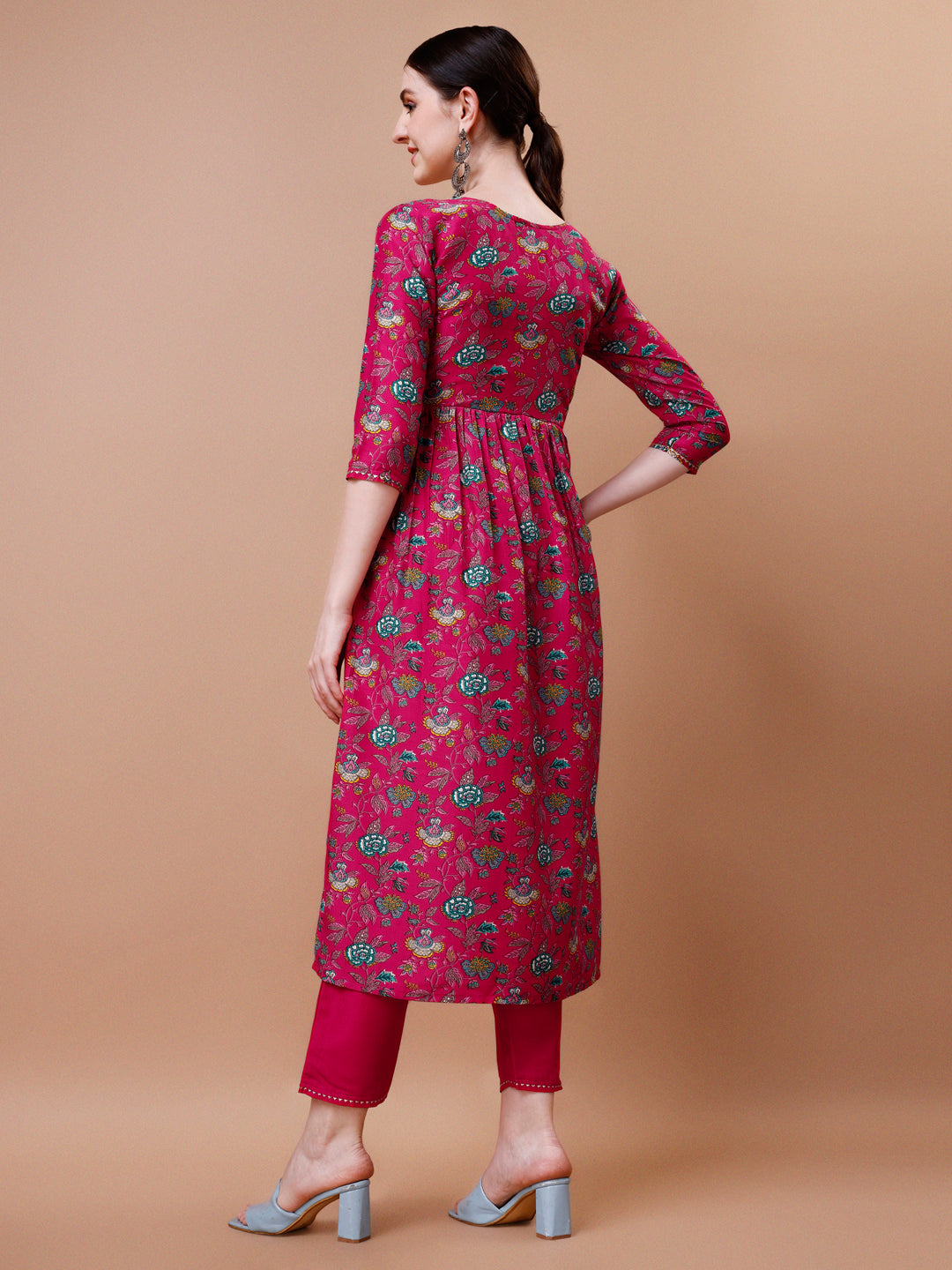 Alia Cut Embroidered & Floral Printed Kurta With Pant & Dupatta, Multicolor - Hiral Fashion | Grocsy