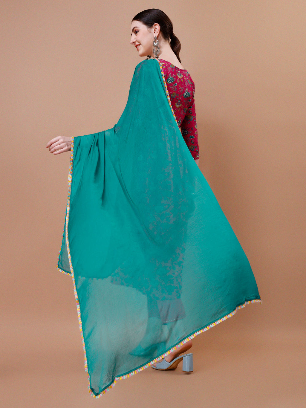 Alia Cut Embroidered & Floral Printed Kurta With Pant & Dupatta, Multicolor - Hiral Fashion | Grocsy
