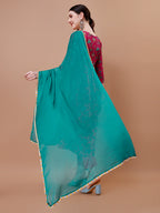 Alia Cut Embroidered & Floral Printed Kurta With Pant & Dupatta, Multicolor - Hiral Fashion | Grocsy