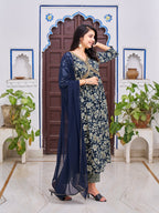 Alia Cut Floral Embroidered Kurta With Pant & Dupatta, Multicolor - Hiral Fashion | Grocsy