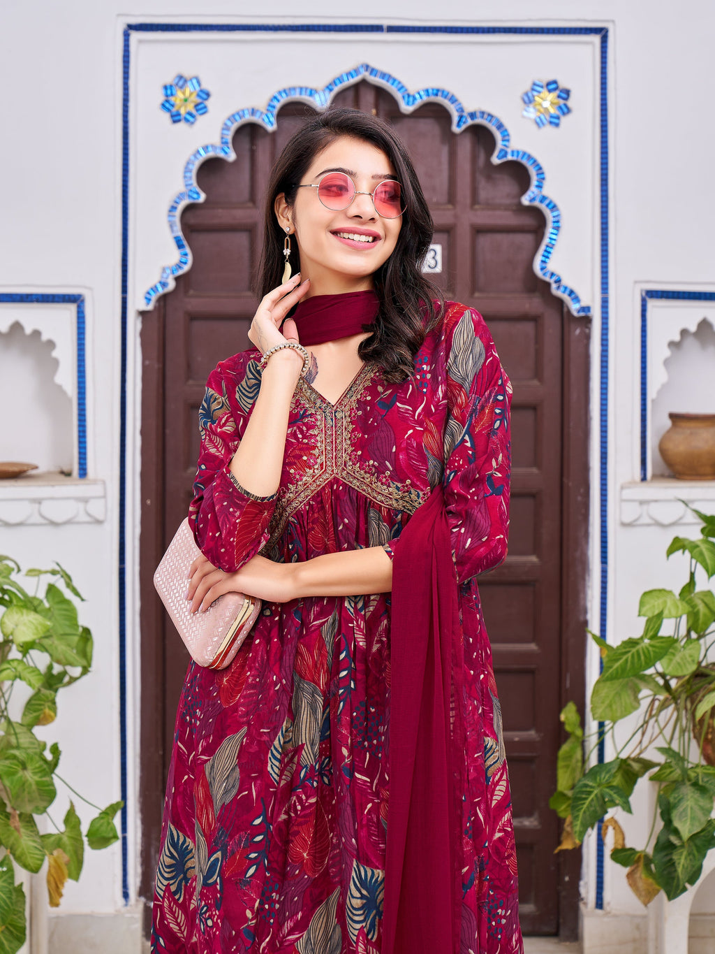 Alia Cut Embroidered & Floral Printed Kurta With Pant & Dupatta, Multicolor - Hiral Fashion | Grocsy