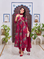 Alia Cut Embroidered & Floral Printed Kurta With Pant & Dupatta, Multicolor - Hiral Fashion | Grocsy