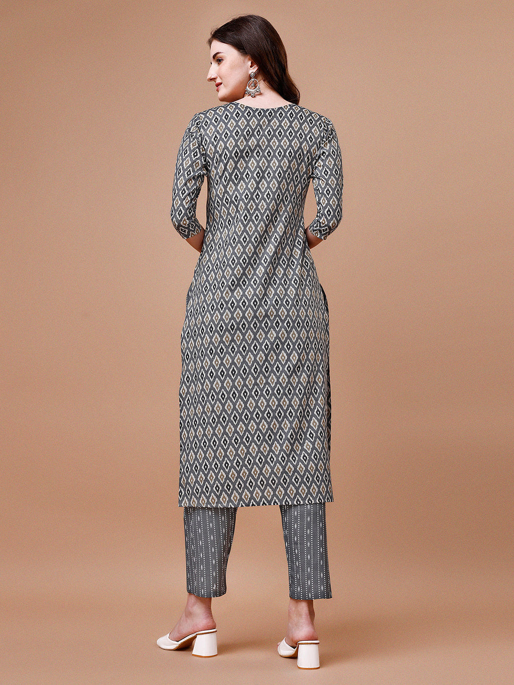 Ethnic Motifs Printed Cotton Kurta With Pant & Dupatta, Multicolor - Hiral Fashion | Grocsy