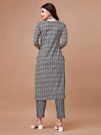 Ethnic Motifs Printed Cotton Kurta With Pant & Dupatta, Multicolor - Hiral Fashion | Grocsy