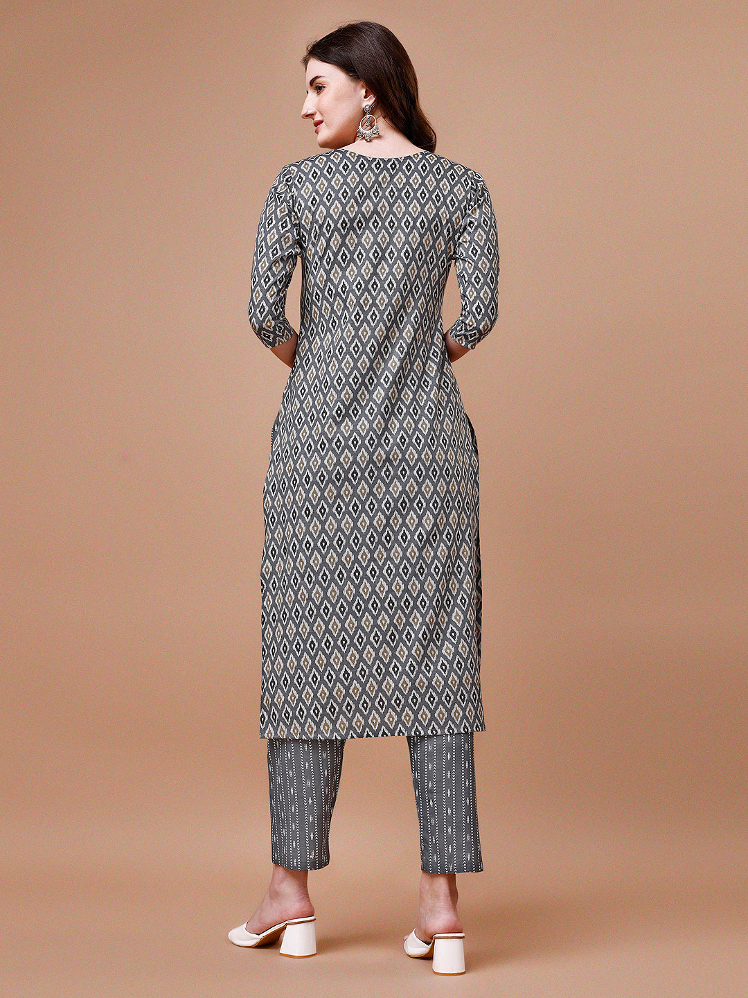 Ethnic Motifs Printed Cotton Kurta With Pant & Dupatta, Multicolor - Hiral Fashion | Grocsy