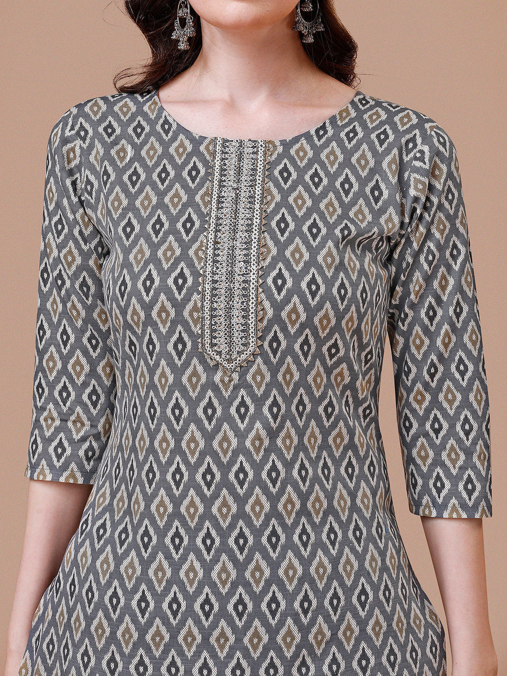 Ethnic Motifs Printed Cotton Kurta With Pant & Dupatta, Multicolor - Hiral Fashion | Grocsy