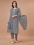 Ethnic Motifs Printed Cotton Kurta With Pant & Dupatta, Multicolor - Hiral Fashion | Grocsy