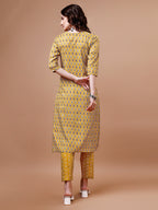 Ethnic Motifs Printed Cotton Kurta With Pant & Dupatta, Multicolor - Hiral Fashion | Grocsy