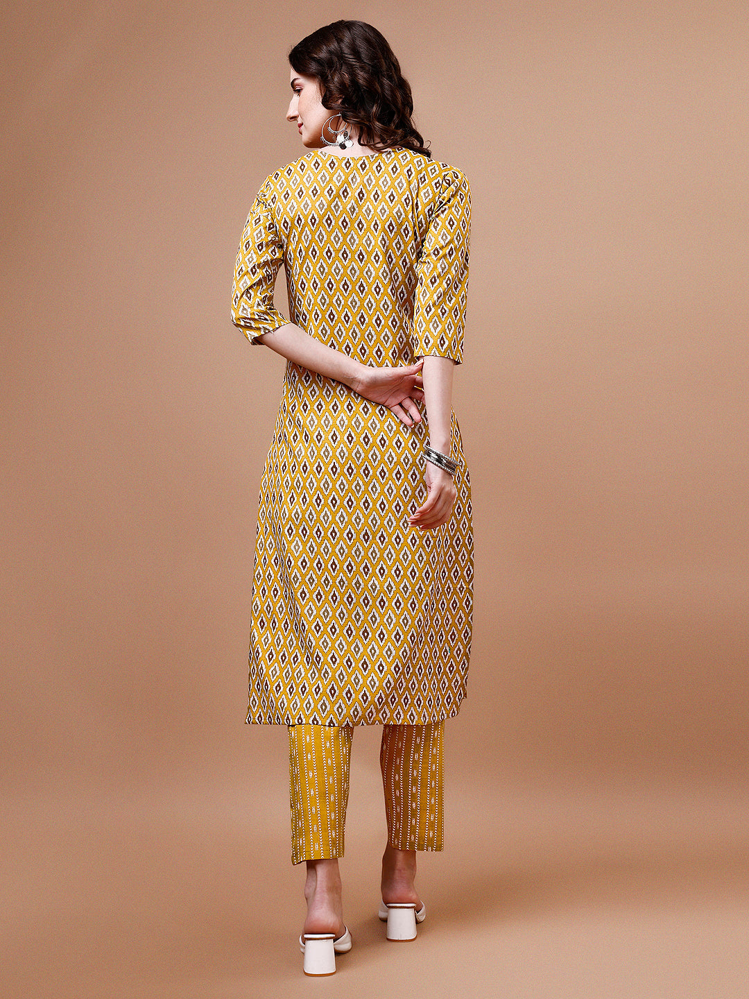 Ethnic Motifs Printed Cotton Kurta With Pant & Dupatta, Multicolor - Hiral Fashion | Grocsy