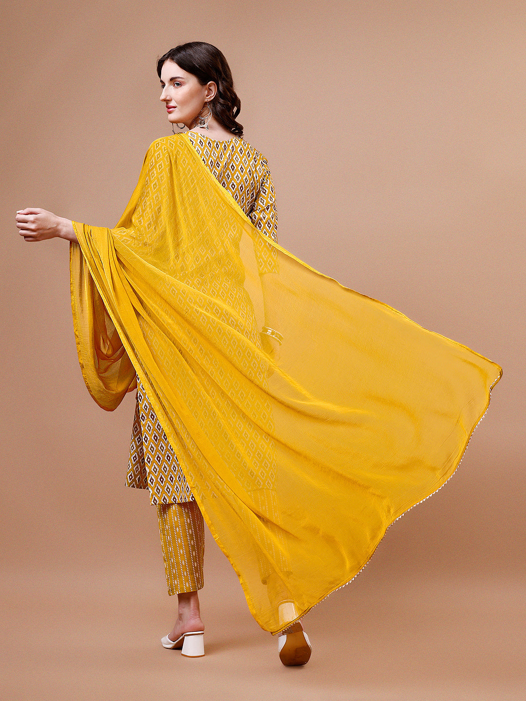 Ethnic Motifs Printed Cotton Kurta With Pant & Dupatta, Multicolor - Hiral Fashion | Grocsy