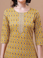 Ethnic Motifs Printed Cotton Kurta With Pant & Dupatta, Multicolor - Hiral Fashion | Grocsy