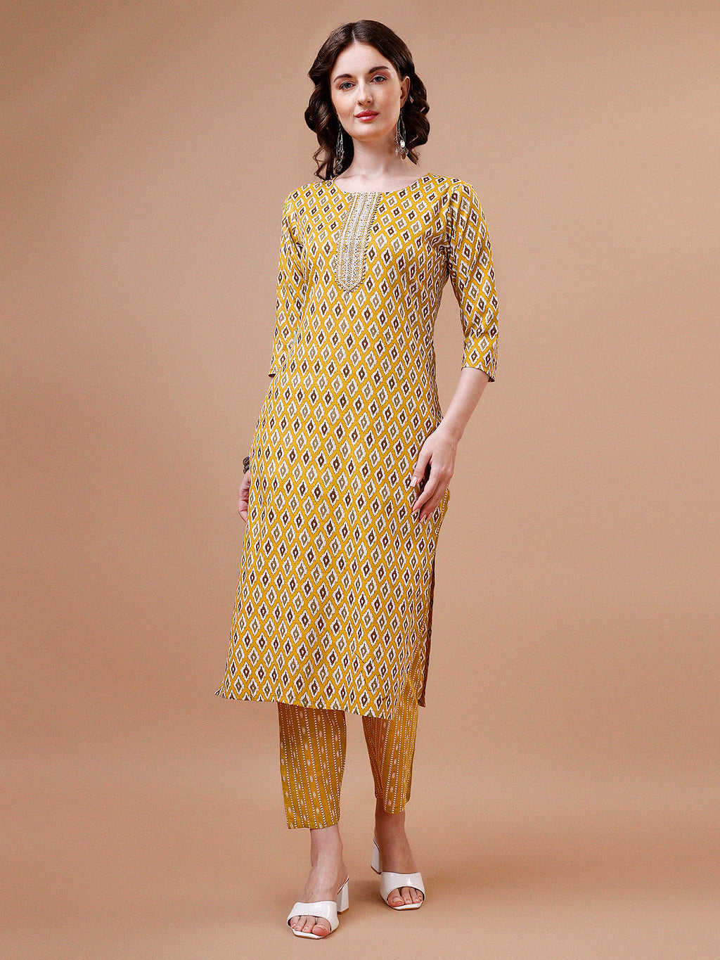Ethnic Motifs Printed Cotton Kurta With Pant & Dupatta, Multicolor - Hiral Fashion | Grocsy