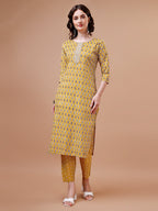 Ethnic Motifs Printed Cotton Kurta With Pant & Dupatta, Multicolor - Hiral Fashion | Grocsy