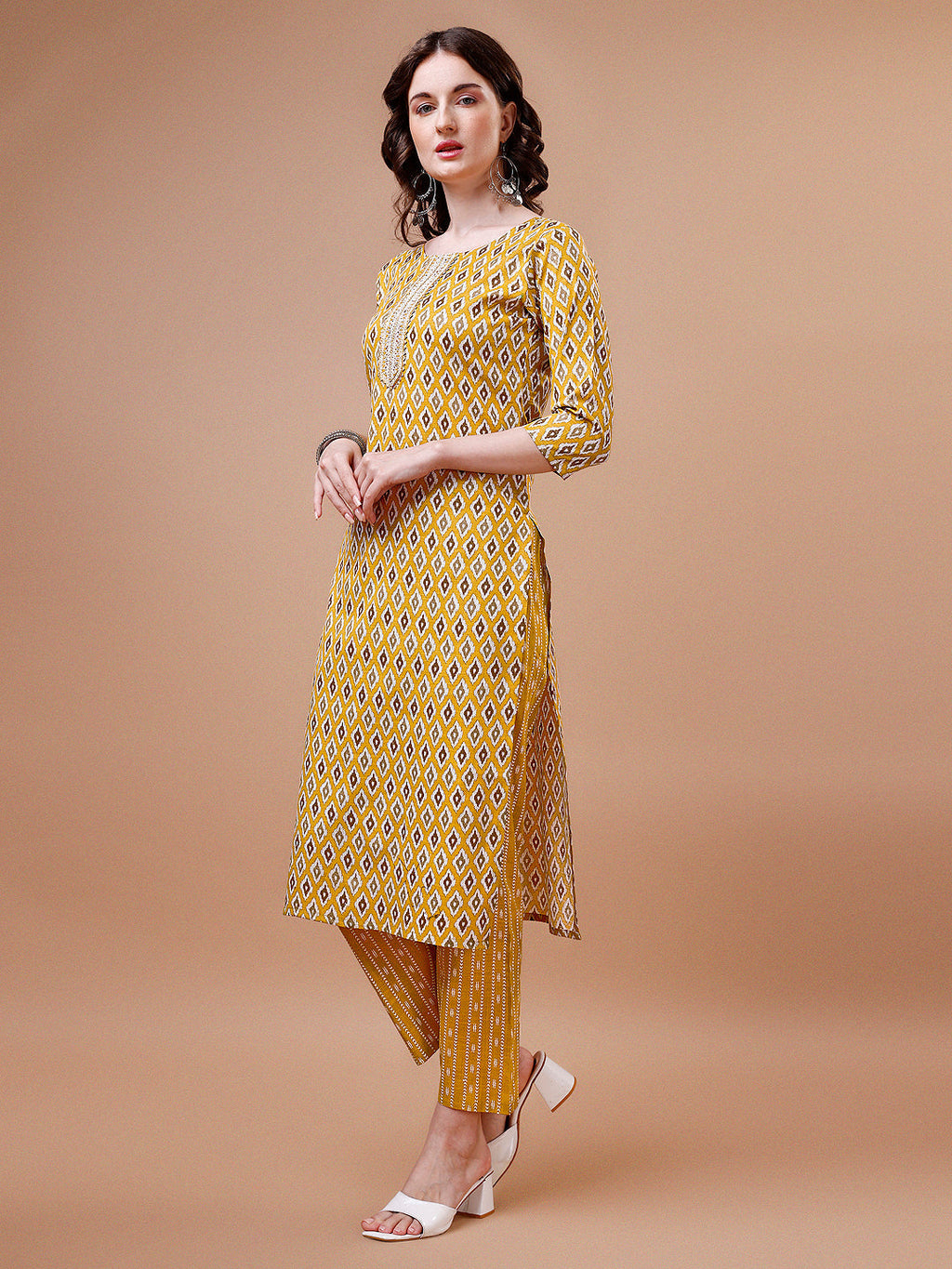 Ethnic Motifs Printed Cotton Kurta With Pant & Dupatta, Multicolor - Hiral Fashion | Grocsy