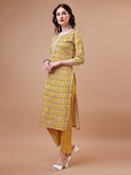 Ethnic Motifs Printed Cotton Kurta With Pant & Dupatta, Multicolor - Hiral Fashion | Grocsy