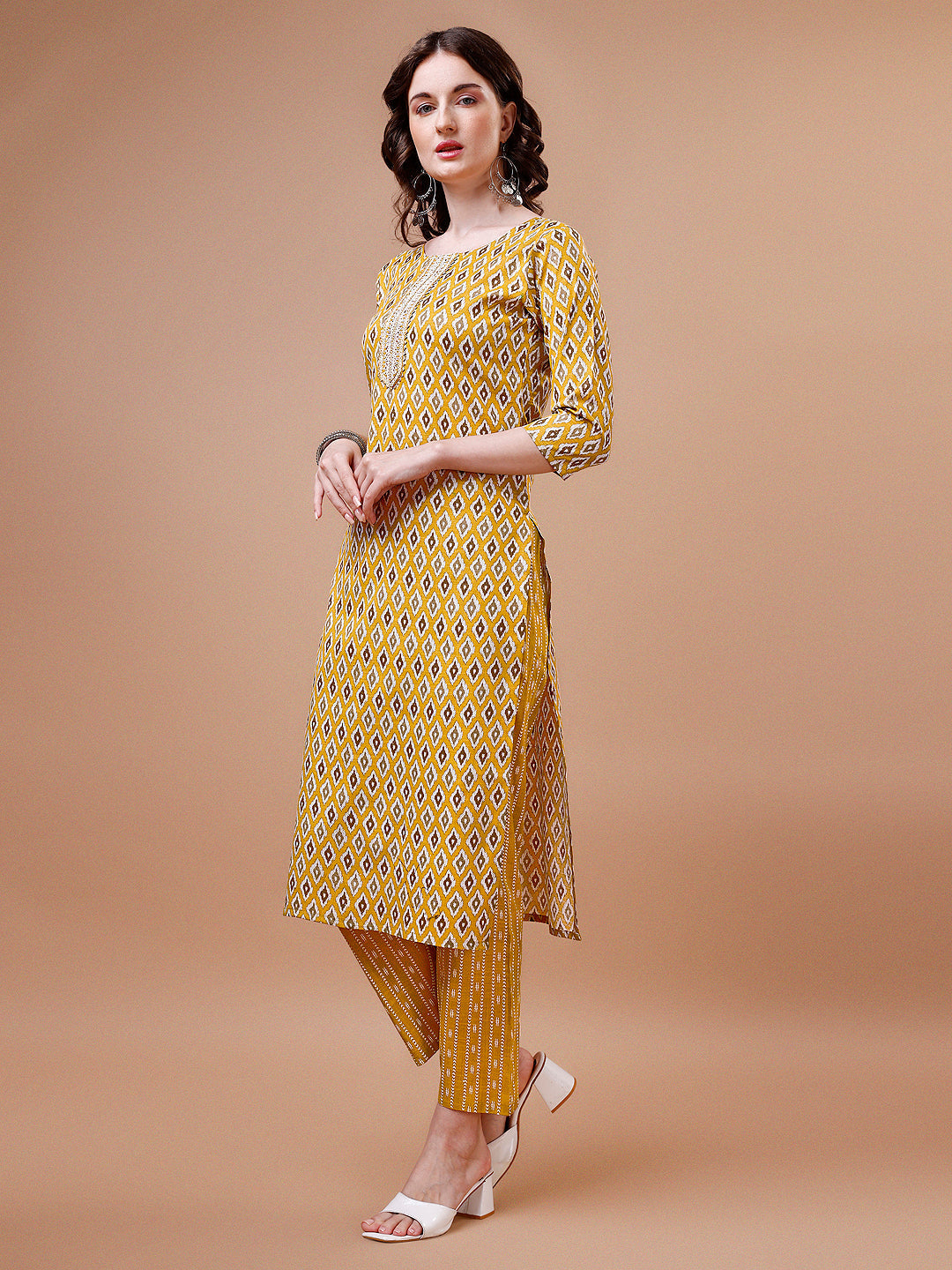 Ethnic Motifs Printed Cotton Kurta With Pant & Dupatta, Multicolor - Hiral Fashion | Grocsy