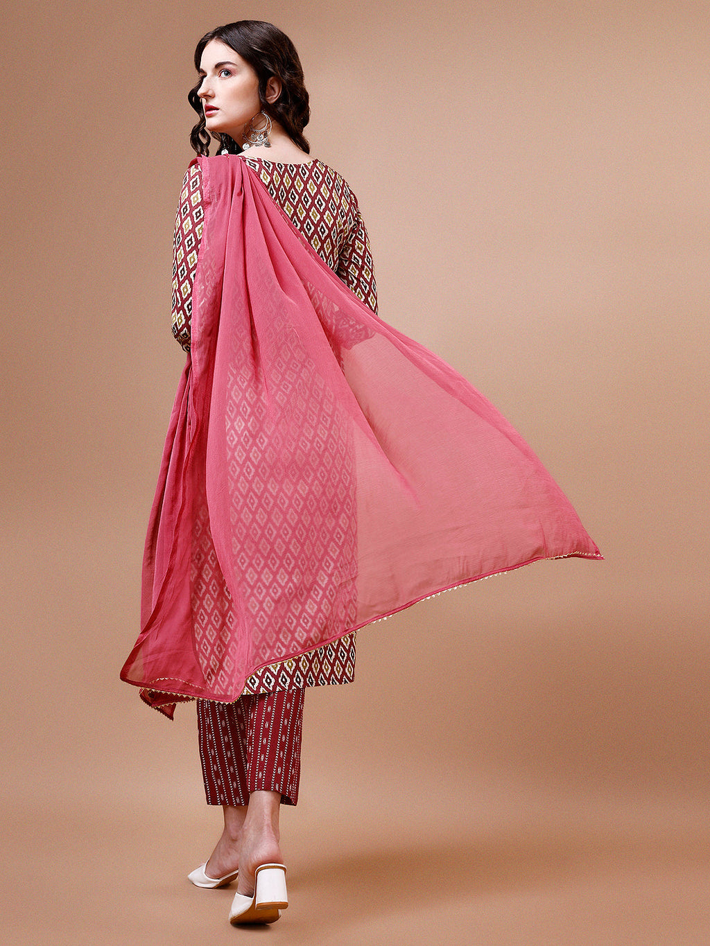 Ethnic Motifs Printed Cotton Kurta With Pant & Dupatta, Multicolor - Hiral Fashion | Grocsy