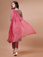 Ethnic Motifs Printed Cotton Kurta With Pant & Dupatta, Multicolor - Hiral Fashion | Grocsy