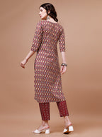Ethnic Motifs Printed Cotton Kurta With Pant & Dupatta, Multicolor - Hiral Fashion | Grocsy