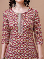 Ethnic Motifs Printed Cotton Kurta With Pant & Dupatta, Multicolor - Hiral Fashion | Grocsy