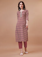 Ethnic Motifs Printed Cotton Kurta With Pant & Dupatta, Multicolor - Hiral Fashion | Grocsy