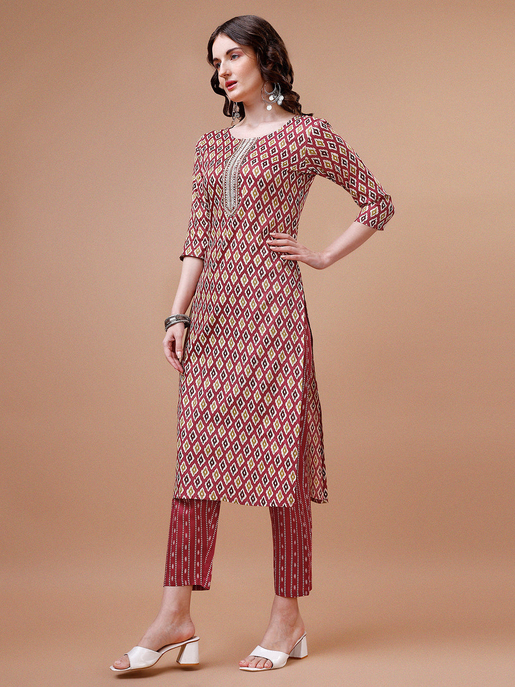 Ethnic Motifs Printed Cotton Kurta With Pant & Dupatta, Multicolor - Hiral Fashion | Grocsy