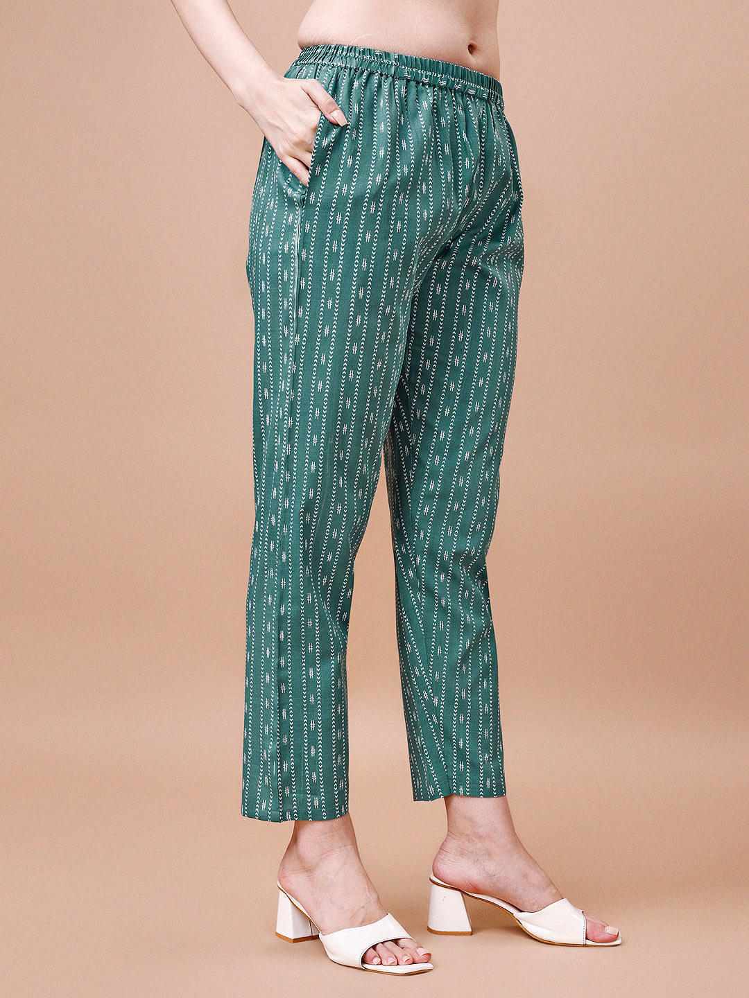 Ethnic Motifs Printed Cotton Kurta With Pant & Dupatta, Multicolor - Hiral Fashion | Grocsy