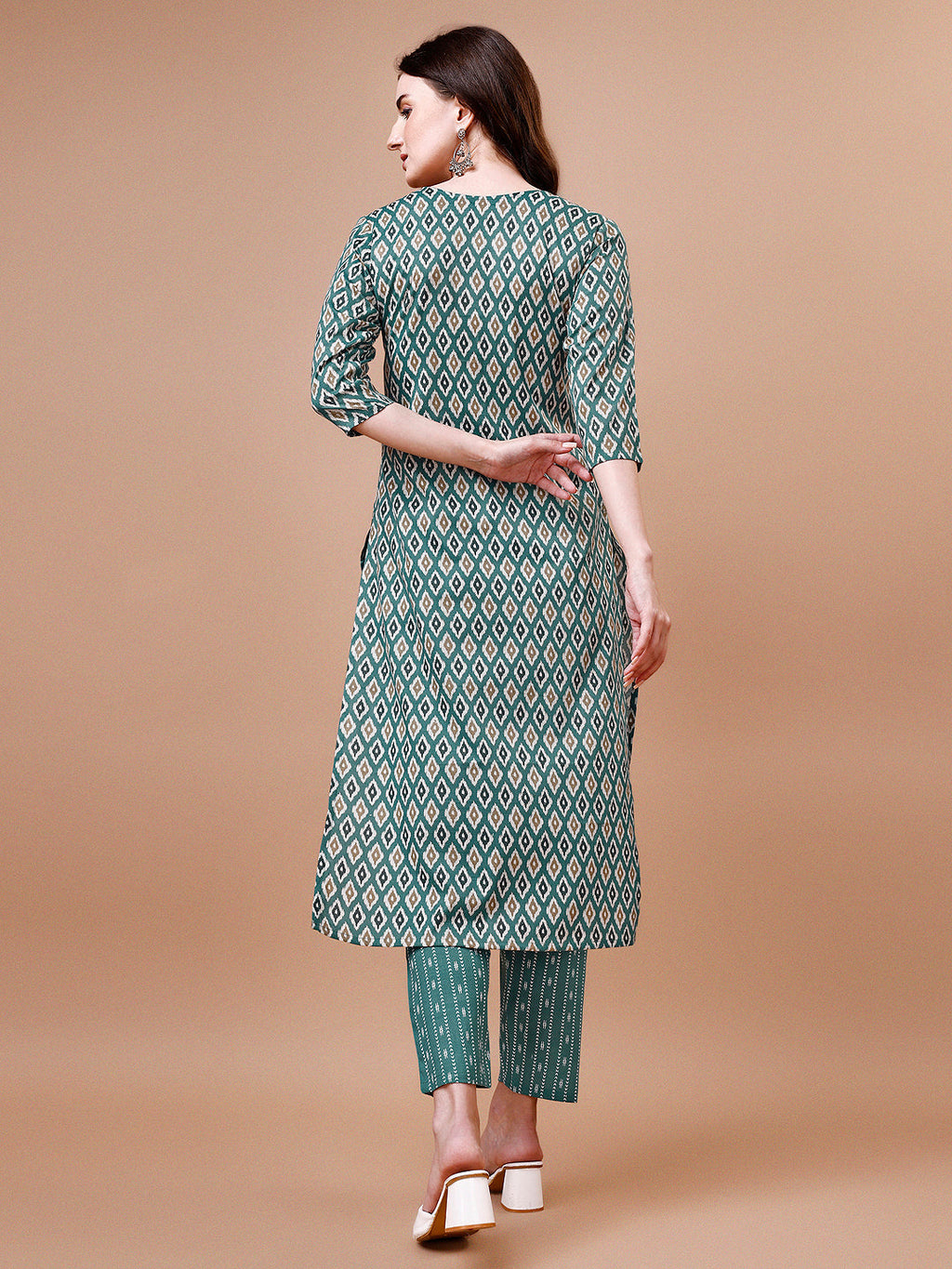 Ethnic Motifs Printed Cotton Kurta With Pant & Dupatta, Multicolor - Hiral Fashion | Grocsy