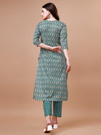 Ethnic Motifs Printed Cotton Kurta With Pant & Dupatta, Multicolor - Hiral Fashion | Grocsy