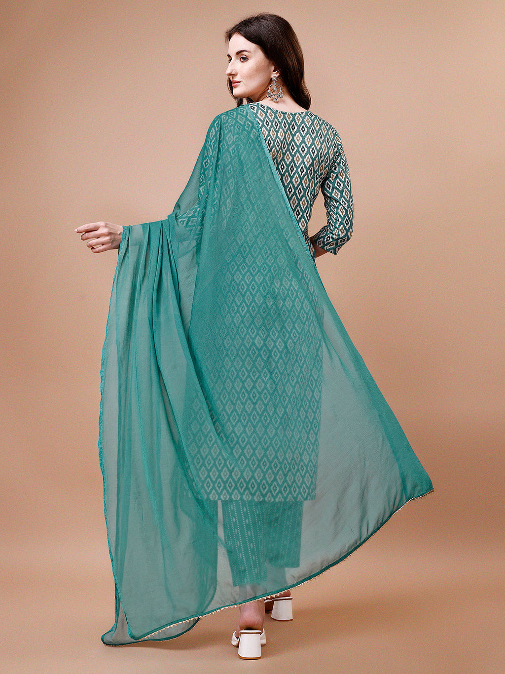 Ethnic Motifs Printed Cotton Kurta With Pant & Dupatta, Multicolor - Hiral Fashion | Grocsy