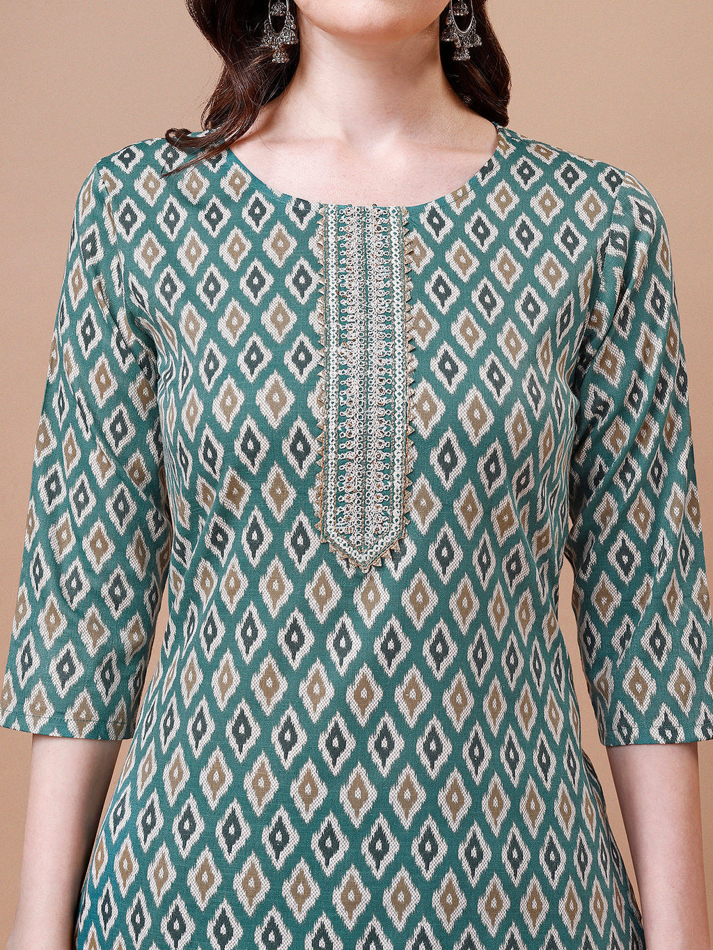 Ethnic Motifs Printed Cotton Kurta With Pant & Dupatta, Multicolor - Hiral Fashion | Grocsy