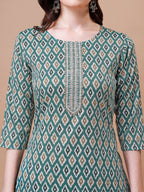Ethnic Motifs Printed Cotton Kurta With Pant & Dupatta, Multicolor - Hiral Fashion | Grocsy
