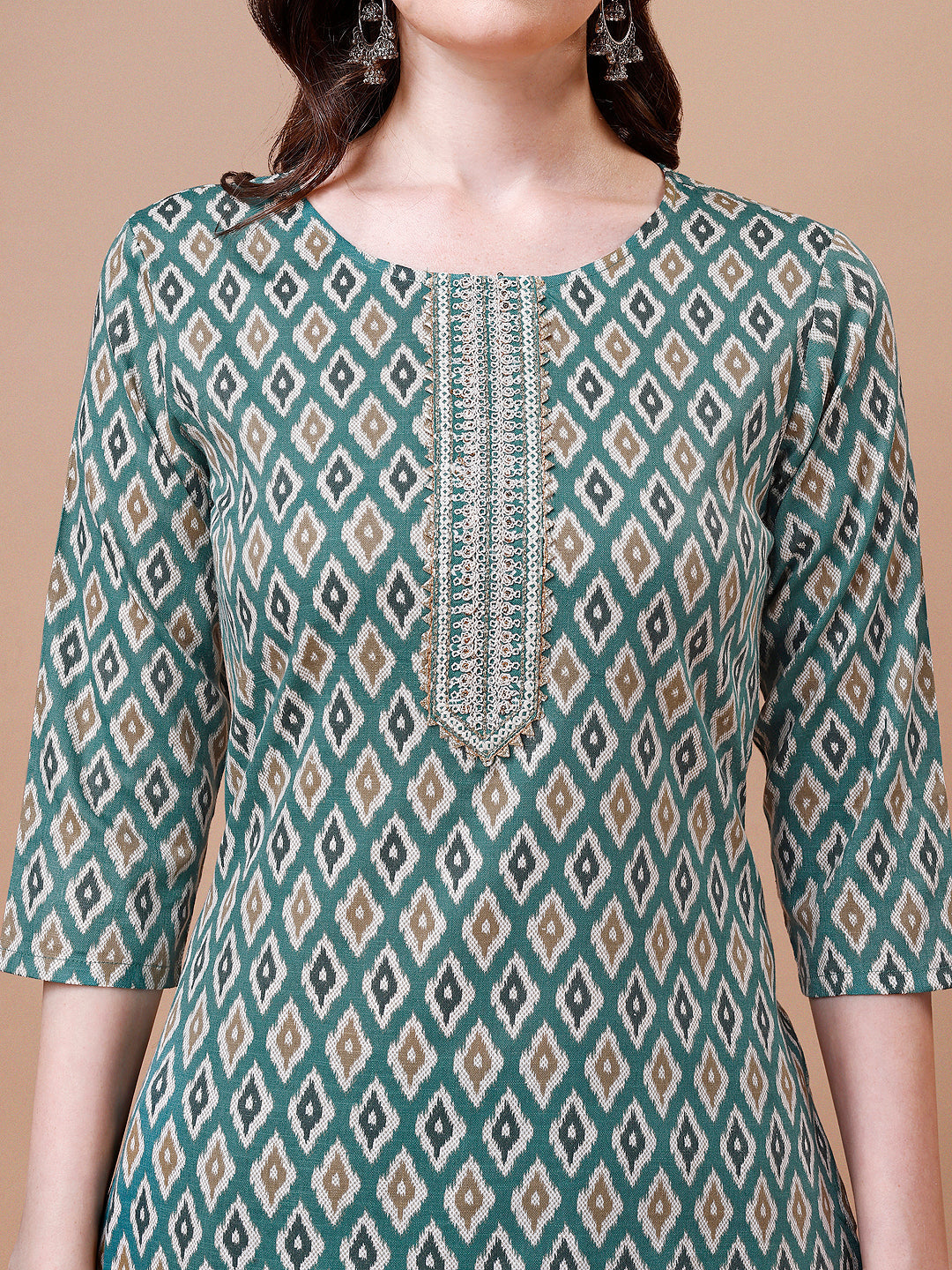 Ethnic Motifs Printed Cotton Kurta With Pant & Dupatta, Multicolor - Hiral Fashion | Grocsy