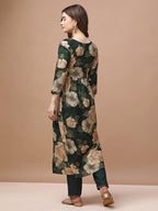 Alia Cut Rayon Embroidered & Floral Printed Kurta With Pant & Dupatta Premium, Multicolor - Hiral Fashion | Grocsy