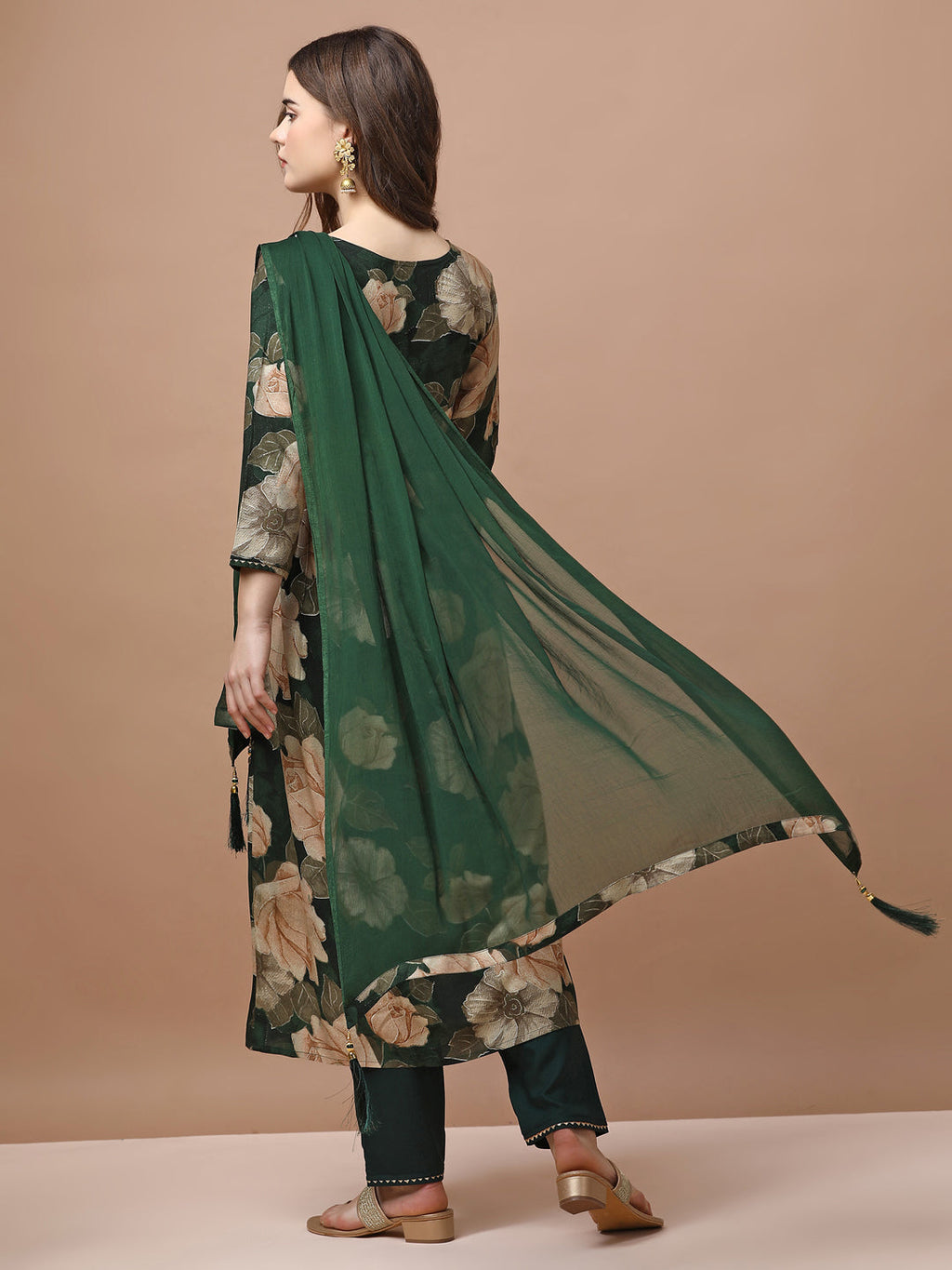 Alia Cut Rayon Embroidered & Floral Printed Kurta With Pant & Dupatta Premium, Multicolor - Hiral Fashion | Grocsy