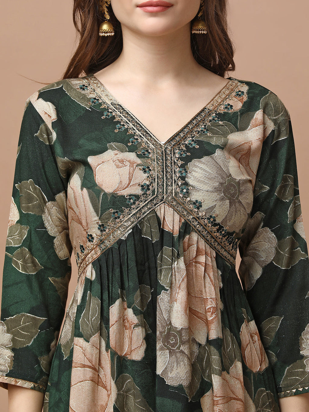 Alia Cut Rayon Embroidered & Floral Printed Kurta With Pant & Dupatta Premium, Multicolor - Hiral Fashion | Grocsy