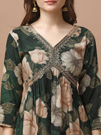 Alia Cut Rayon Embroidered & Floral Printed Kurta With Pant & Dupatta Premium, Multicolor - Hiral Fashion | Grocsy