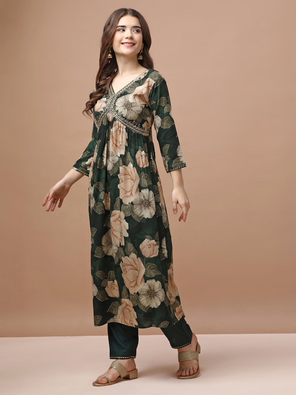 Alia Cut Rayon Embroidered & Floral Printed Kurta With Pant & Dupatta Premium, Multicolor - Hiral Fashion | Grocsy